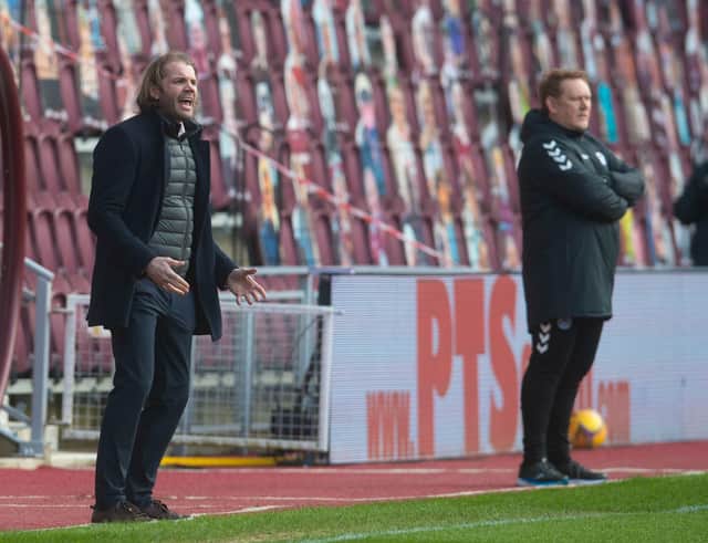 Hearts manager Robbie Neilson and Ayr United manager David Hopkin at Tynecastle.