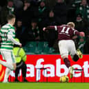 Gary Mackay-Steven trips up under his own feet when through on goal late in the game. Picture: SNS
