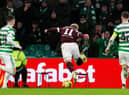 Gary Mackay-Steven trips up under his own feet when through on goal late in the game. Picture: SNS