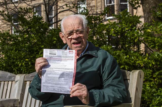 David Hay with his 'do not attempt resuscitation' (DNAR) letter which he was given while receiving hospital treatment (Picture: Lisa Ferguson)