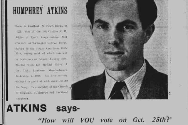 Humphrey Atkins, future Cabinet minister, was Unionist candidate in West Lothian