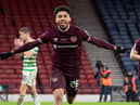 Josh Ginnelly celebrates after scoring for Hearts against Celtic in the Scottish Cup final. Picture: SNS