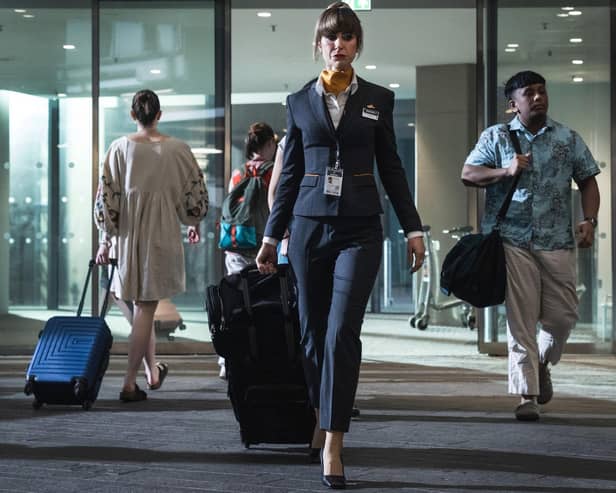 The life of Jo Conran (Katherine Kelly) is up-ended when her son is convicted of killing a man in a bar fight in the new Channel 4 thriller In Flight (Picture: Channel 4/Peter Marley)