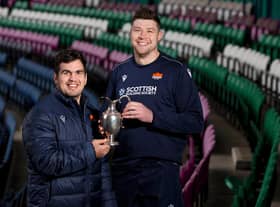 Edinburgh's Grant Gilchrist and Stuart McInally are pictured with the 1872 Cup, new dates for which have now been confirmed (Photo by Craig Williamson / SNS Group)
