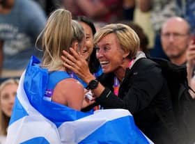 Scotland’s Eilish McColgan celebrates with her mother Liz McColgan after winning the Women's 10,000m Final at Alexander Stadium on day six of the 2022 Commonwealth Games in Birmingham. Picture date: Wednesday August 3, 2022.