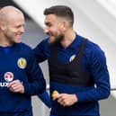 Steven Naismith and Robert Snodgrass training with Scotland at Oriam in 2018