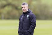 Hibs manager Nick Montgomery during a training session