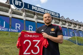 Former Manchester United defender Wes Brown promoting the match against Lyon at BT Murrayfield