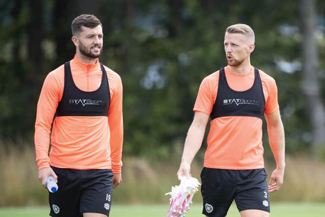 Craig Halkett and Stephen Kingsley will continue training at Riccarton while the bulk of the squad enjoy two weeks off. Picture: Paul Devlin / SNS