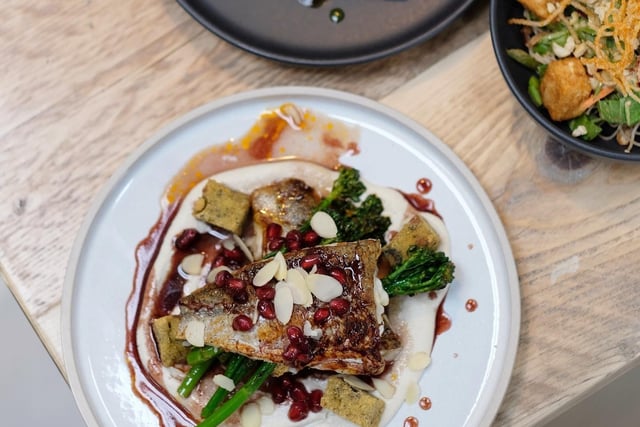 Herringbone Abbeyhill says: 'Have you tried our new delicious dishes yet? Already have a favourite? We’re loving our Hake with cashew cream, pomegranate, crispy polenta & flaked almonds'.