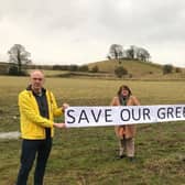 Kevin Lang and colleagues protesting in September 2021 over proposals for 500 new homes on greenbelt land at Cammo