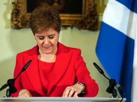 When Nicola Sturgeon resigned, she promised to ensure care-experienced young people 'grow up nurtured and loved' (Picture: Jane Barlow/pool/AFP via Getty Images)