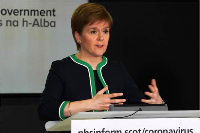 The First Minister gave a press conference from St Andrews House in Edinburgh