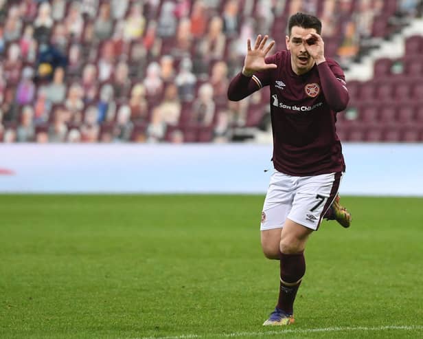 Jamie Walker reached the 50 mark for Hearts on Saturday against Queen of the South. Picture: SNS