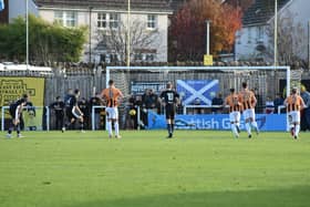 Dean Whitson scored the only goal of the game from the penalty spot against East Fife at New Countess Park in the second round (Photo: Kenny Mackay)