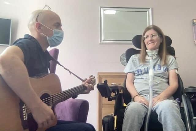 Rory and Susanne, pictured working on the song at the care home in Lasswade.