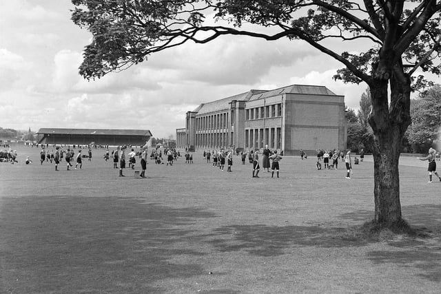 Boys play on the sports ground at George Watson's Boys College Junior School in 1958.