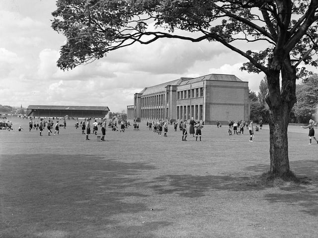 Boys play on the sports ground at George Watson's Boys College Junior School in 1958.