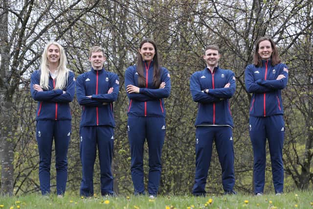 The five University of Stirling swimmers selected for the Olympics: Cassie Wild, Duncan Scott, Aimee Willmott, Ross Murdoch and Kathleen Dawson. Picture: Ian MacNicol/Getty Images for British Olympic Association
