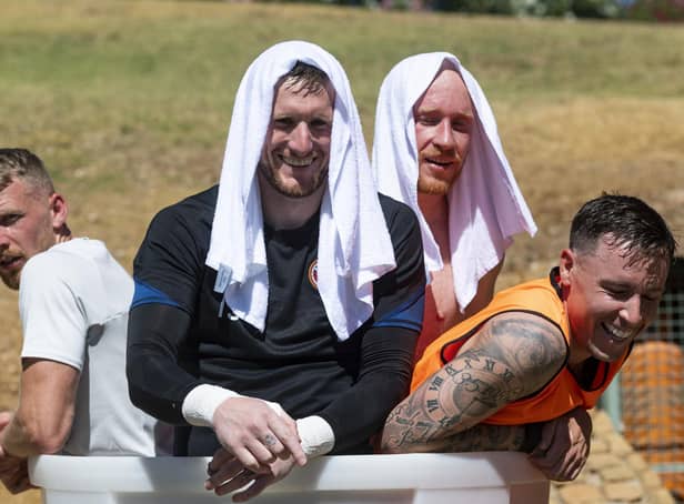 Ross Stewart, front-centre, flanked by Stephen Kingsley, Liam Boyce and Barrie McKay during the club's summer training camp in Spain earlier this year. Picture: SNS