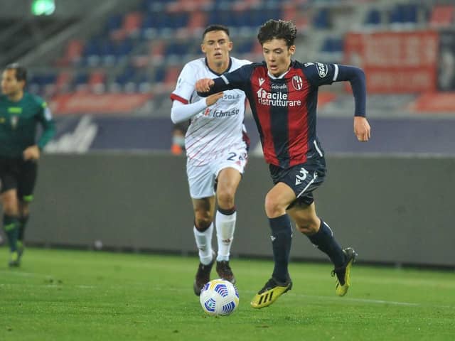 Aaron Hickey has performed well for Bologna in Serie A since moving to Italy from Hearts. Picture: Getty