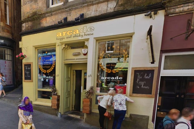 Just around the corner from Edinburgh Castle, on cobbled Cockburn Street, is Arcade Haggis and Whisky House. This places lives and breathes haggis, with haggis breakfast, haggis bon bons, haggis nachos, and even a Robert Burns' Famous Haggis dish made up of three layers of neeps, tatties, and haggis! There are more than 100 whisky varieties to choose from to wash it down.