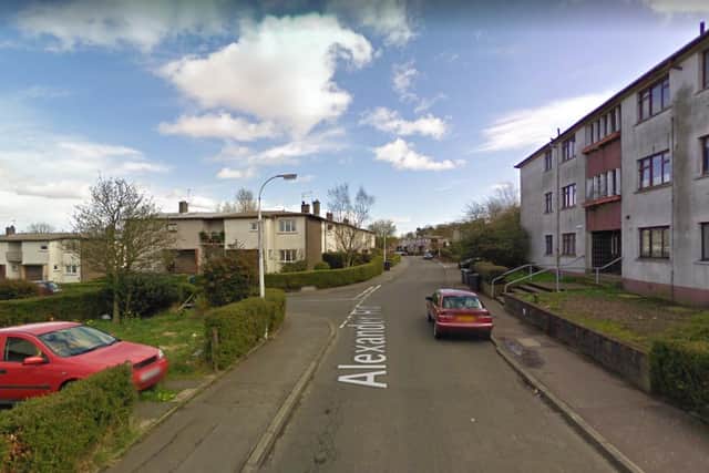 Alexander Place in Glenrothes where the 29-year-old man died.