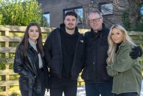 The family came to the aid of the man outside the sheltered housing complex in Colinton. L-R: Megan, Kyle, Derek and Sarah. Pic: Andrew O'Brien