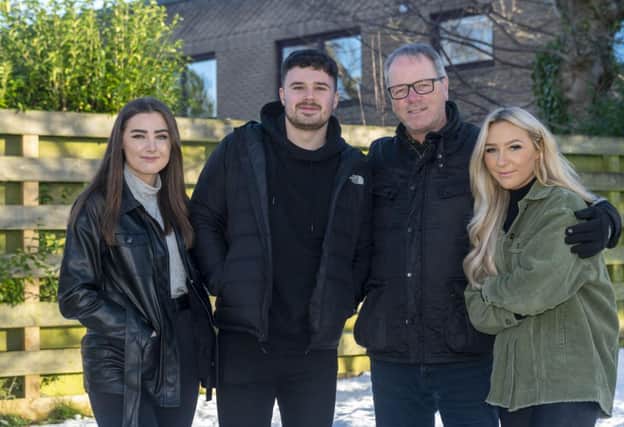 The family came to the aid of the man outside the sheltered housing complex in Colinton. L-R: Megan, Kyle, Derek and Sarah. Pic: Andrew O'Brien