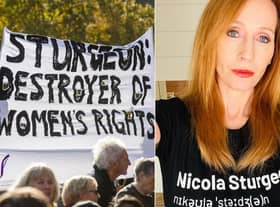JK Rowling has posted a photo of herself wearing a T-shirt which says Nicola Sturgeon is a 'destroyer' of women's rights (Lisa Ferguson/ JK Rowling Twitter)