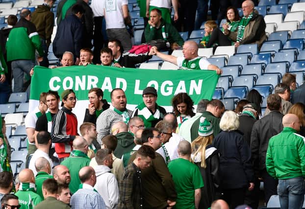 Conrad Logan is loved at Easter Road for his role in the club's Scottish Cup success. Picture: SNS