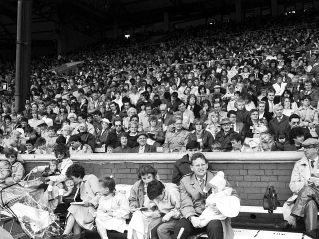 Old and young, babies and families at the Jehovah's Witnesses rally at Murrayfield rugby ground in Edinburgh, July 1988.