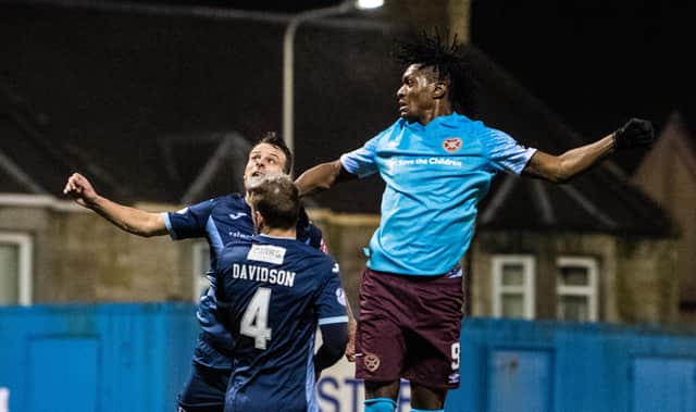 Armand Gnanduillet scored twice on his Hearts debut the last time the teams met. Picture: SNS