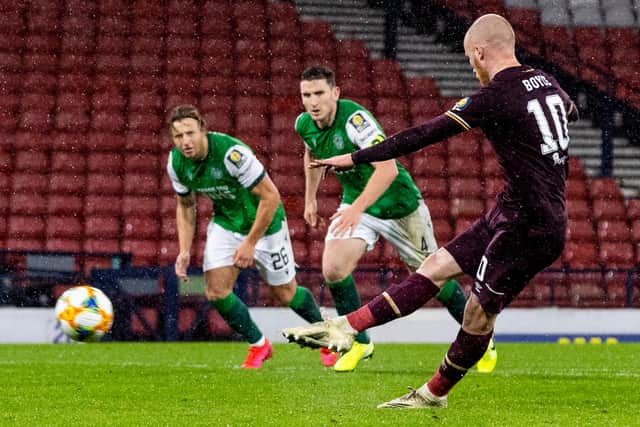 Liam Boyce steps up to score the winner from the penalty spot