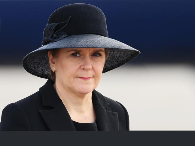 First Minister Nicola Sturgeon after greeting King Charles III and the Queen Consort as they arrived at Edinburgh Airport.