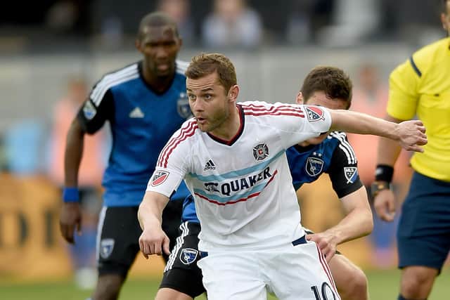 Maloney in action for Chicago Fire against San Jose Earthquakes in March 2015
