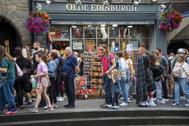 Tourist shops on the Royal Mile, Edinburgh. Picture: Lisa Ferguson The Royal Mile is the ancient spine of Edinburgh, visited by five million tourists each year. The collective name for four streets that thread through the city's Old Town, it is home to a 900-year-old castle, a palace and a parliament. But the people who live there claim they are now seeing the overtourism problems being experienced across Europe. With tourists comes tourist shops, and BBC Scotland News walked the length of the Royal Mile to count up a total of 72 stores, selling everything from kilts to Highland cow fridge magnets. They are part of an industry that supports more than 40,000 jobs in Edinburgh. But locals say having so many similar shops in one place is symptomatic of the challenges that mass tourism brings.