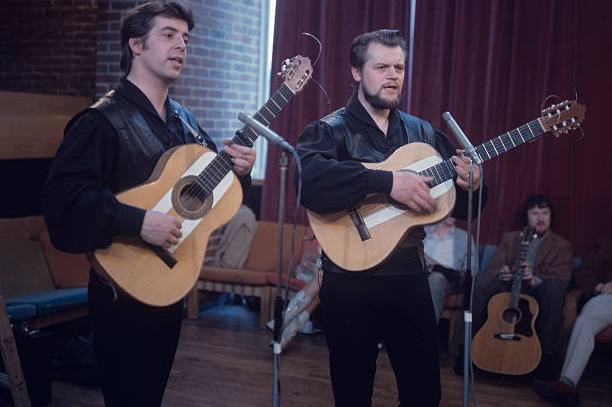 Roy Williamson pictured (left) and Ronnie Browne of the Scottish folk group The Corries were a Scottish folk group that emerged from the Scottish folk revival of the early 1960s and are best known for the anthem Flower of Scotland.  Photo by David Redfern/Redferns)