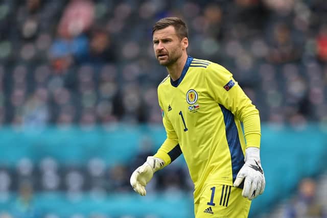 David Marshall in action for Scotland during Euro 2020