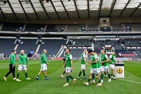 Hibs players collect their runners-up medals after Scottish Cup final defeat to St Johnstone (Photo by Rob Casey / SNS Group)