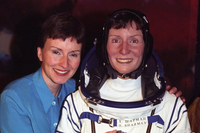 Britain's first astronaut Sheffielder Helen Sharman, unveils her wax figure at The London Planetarium. The figure, modeled by sculptor Sue Kale, is dressed in an exact replica of the Russian spacesuit Helen wore on her eight-day flight to space station Mir. In 1989 Helen answered a radio advert "Astronaut wanted - no experience necessary" and was selected from 13,000 applicants to take part in Project Juno, the historic Soviet Space Mission, to become the first Briton in space.