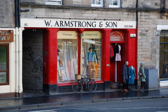 Established in 1840, vintage clothing store W. Armstrong & Son is, a vintage clothing store in more ways than one. The institution has stores in the Grassmarket, Teviot Place, Cockburn Street and Clerk Street.
