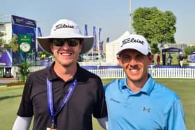 Grant Forrest, right, and caddie John McClure are hoping for a strong finish to the season in this week's DP World Tour Championship in Dubai. Picture: Bounce Sport