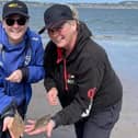 New caps Joanne Barlow (left) and Gill Coutts with flounders. Picture contributed