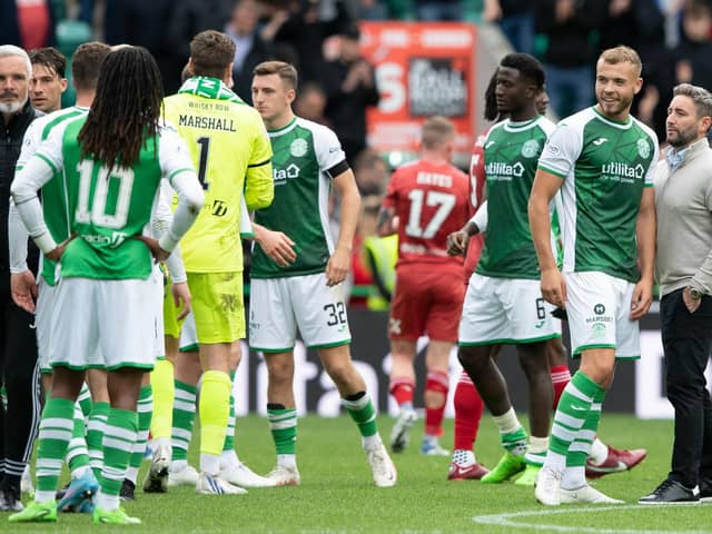 Hibs defender Ryan Porteous and Aberdeen manager Jim Goodwin were the main talking points after the last meeting in September. Picture: Paul Devlin / SNS