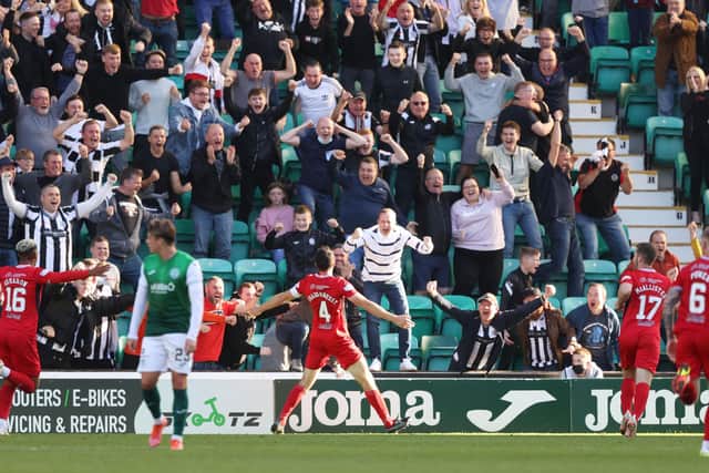 Joe Shaughnessy celebrates after equalising for St Mirren. Picture: SNS