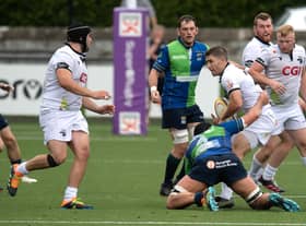 Southern Knights, with Jason Baggott prominent, defeat Boroughmuir Bears at the Greenyards last weekend. Picture: Ross MacDonald/SNS