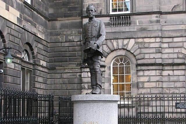 Statue of fire master James Braidwood at Parliament Square, Edinburgh.