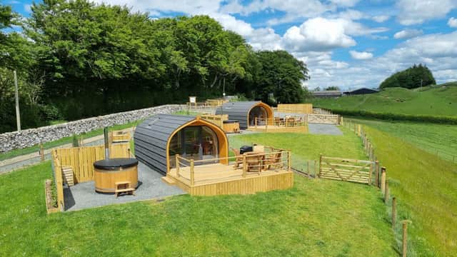 The glamping site at Stouslie Farm has stunning views of the Borders