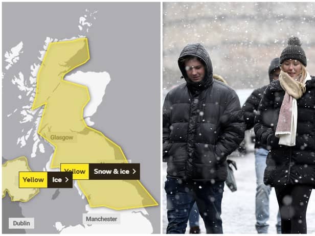 A warning for snow and ice has been issued for Edinburgh and the Lothians